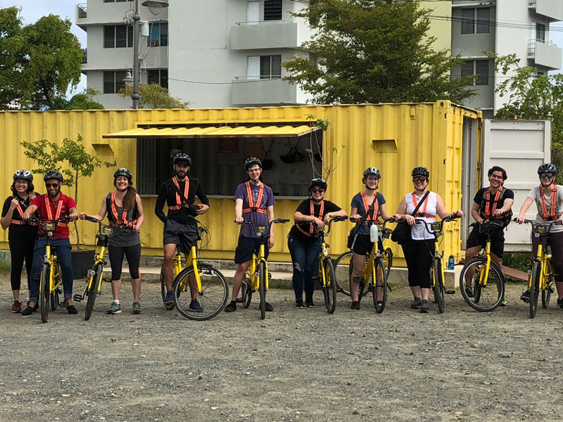 Students on a bike tour in Puerto Rico.