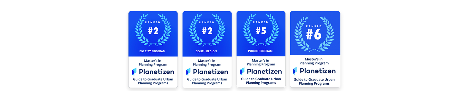 Badges from Planetizen: 2nd in the South, 2nd in Big Cities, 5th Public Program, 6th Overall.