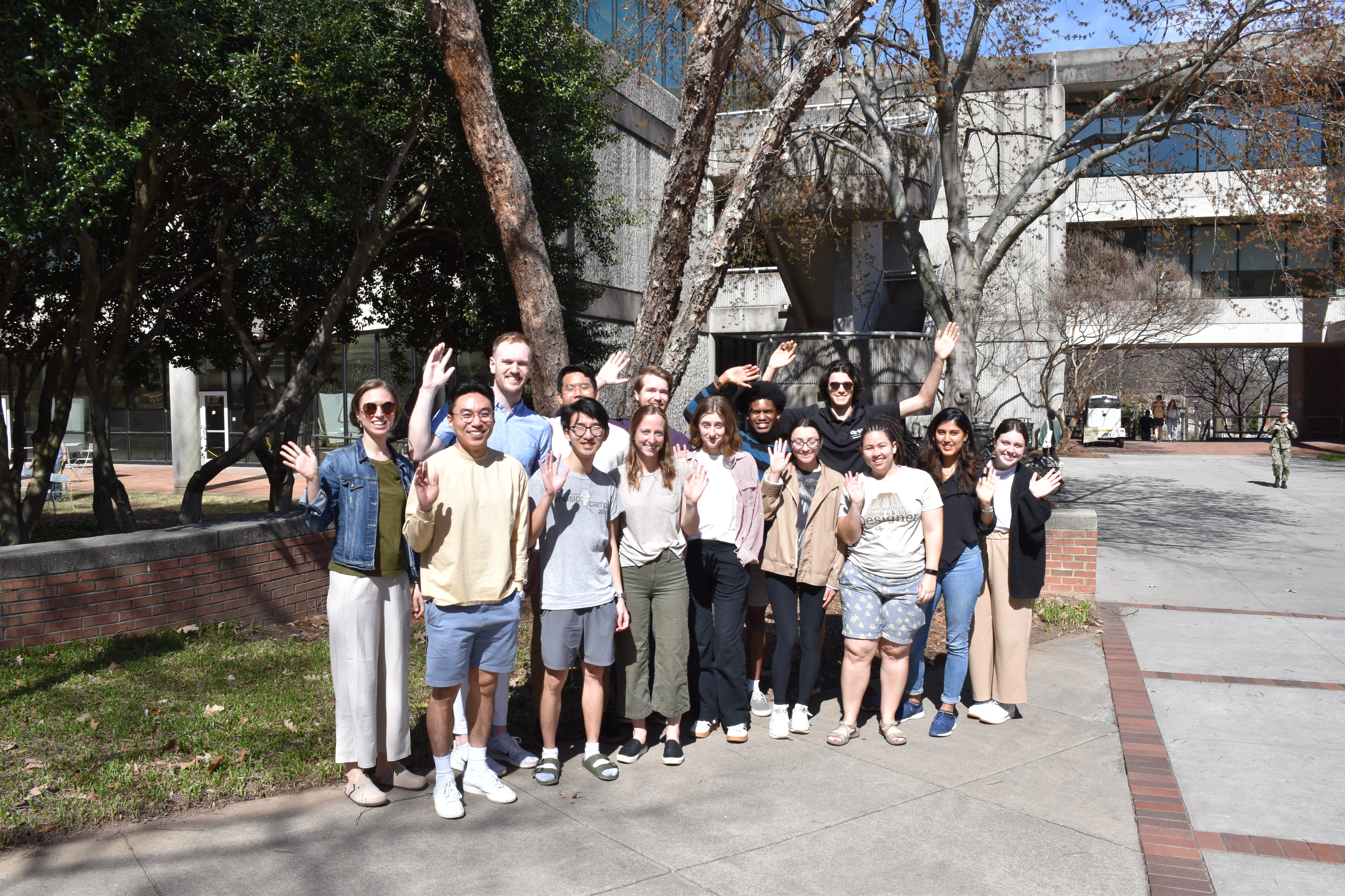 Student ambassadors in front of West Architecture building